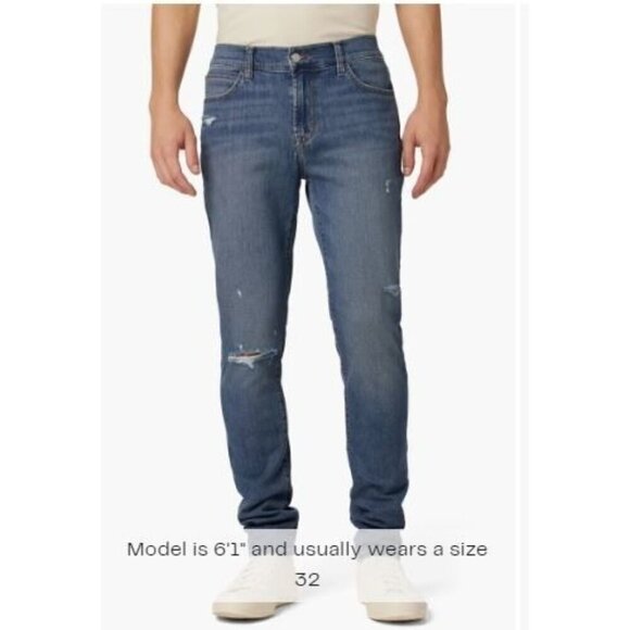 Hudson Mens Ace Med Wash Mid Rise Distressed Skinny Jeans Sz 38 x 32 New - Picture 1 of 9